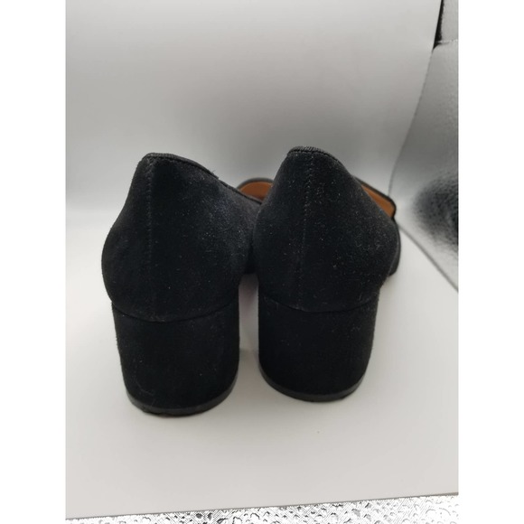 Banana Republic Chunky Heel Black Slip-On Loafers Heels Suede 6.5 - Picture 5 of 5